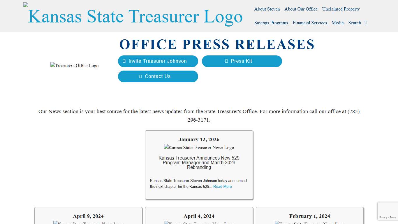 Kansas State Treasurer: Press Releases