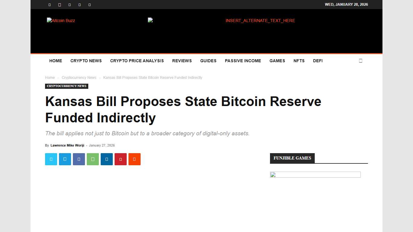 Kansas Bill Proposes State Bitcoin Reserve Funded Indirectly -